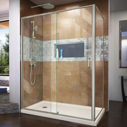 DreamLine DL-6720L-22-04 The DreamLine Flex pivot shower enclosure and SlimLine base kit offers modern appeal at a budget friendly price point. The versatile Flex model combines cutting-edge pivot hardware, simple installation and dependable