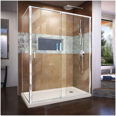 DreamLine Flex DL-6720R-22-01 Pivot Shower Enclosure with SlimLine Base Kit