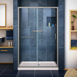 DreamLine DL-6975C-22-04 The DreamLine Infinity-Z sliding shower or tub door offers classic style with a modern touch. The Infinity-Z will transform your bathroom with a beautiful balance of functionality, elegance and sophistication. A variety of