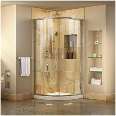 DreamLine Prime DL-6703-01CL Neo Round Sliding Shower Enclosure and Base Kit