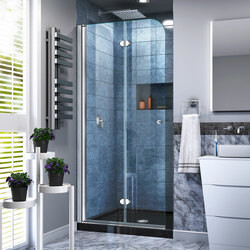 DreamLine DL-6529C-88-01 The DreamLine Aqua Fold is a Bi-Fold shower or tub screen with a modern design and a European flair. The Aqua Fold features a trackless style and a continuous self-centering pivot to add style and create an open, inviting