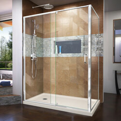 DreamLine DL-6720L-22-01 The DreamLine Flex pivot shower enclosure and SlimLine base kit offers modern appeal at a budget friendly price point. The versatile Flex model combines cutting-edge pivot hardware, simple installation and dependable