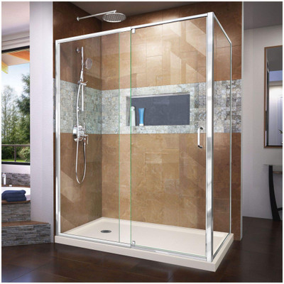 DreamLine Flex DL-6720L-22-01 Pivot Shower Enclosure with SlimLine Base Kit