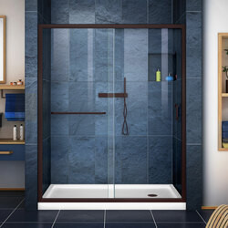 DreamLine DL-6970R-06CL The DreamLine Infinity-Z sliding shower or tub door offers classic style with a modern touch. The Infinity-Z will transform your bathroom with a beautiful balance of functionality, elegance and sophistication. A variety of