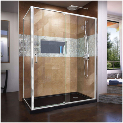 DreamLine Flex DL-6720R-88-01 Pivot Shower Enclosure with SlimLine Base Kit