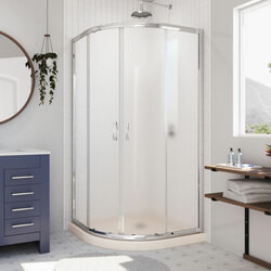 DreamLine DL-6703-22-01FR The DreamLine Prime sliding shower enclosure and base kit adds style and bold design to your shower space. The neo round sliding style of the Prime enclosure can fit into virtually any corner, making it perfect for smaller