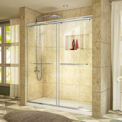 DreamLine DL-6942R-01CL CHARISMA Frameless Bypass Shower Door & SlimLine Base Kit