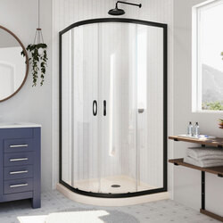DreamLine DL-6701-22-09 The DreamLine Prime sliding shower enclosure and base kit adds style and bold design to your shower space. The neo round sliding style of the Prime enclosure can fit into virtually any corner, making it perfect for smaller to