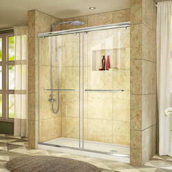 DreamLine DL-6940R-01CL This DreamLine shower kit offers the perfect solution for a bathroom remodel or tub-to-shower conversion project with a CHARISMA frameless bypass shower door and a coordinating SlimLine shower base. The CHARISMA has a no wall