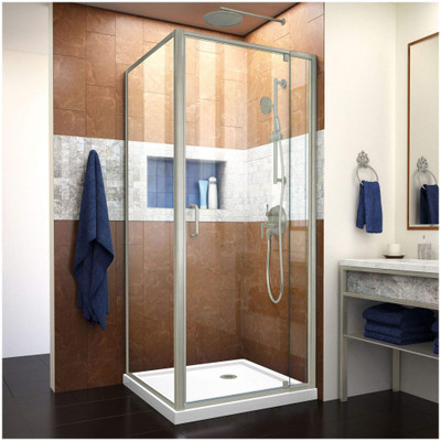 DreamLine Flex DL-6715-04CL Pivot Shower Enclosure with SlimLine Base Kit