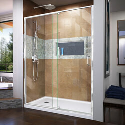 DreamLine DL-6222L-01 The DreamLine Flex pivot shower door and SlimLine base kit offers modern appeal at a budget friendly price point. The versatile Flex model combines cutting-edge pivot hardware, simple installation and dependable performance.