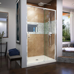 DreamLine DL-6220C-22-01 The DreamLine Flex pivot shower door and SlimLine base kit offers modern appeal at a budget friendly price point. The versatile Flex model combines cutting-edge pivot hardware, simple installation and dependable performance.