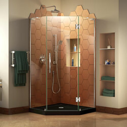 DreamLine DL-6063-88-01 The DreamLine Prism Plus is a frameless neo-angle shower enclosure with a contemporary style sure to be a perfect match to any bathroom space. The Prism Plus shines with obstruction-free patented design brackets and luxury