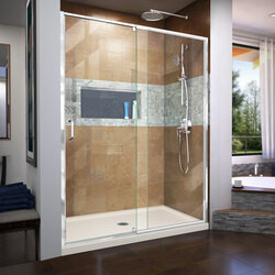 DreamLine DL-6222C-22-01 The DreamLine Flex pivot shower door and SlimLine base kit offers modern appeal at a budget friendly price point. The versatile Flex model combines cutting-edge pivot hardware, simple installation and dependable performance.