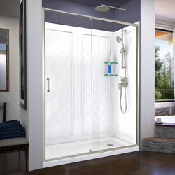 DreamLine DL-6228R-04 The DreamLine Flex pivot shower door, SlimLine base, and Q-Wall backwall kit offers modern appeal at a budget friendly price point. The versatile Flex model combines cutting-edge pivot hardware, simple installation and