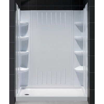 DreamLine DL-6148L-01 SlimLine Shower Base with Coordinating Backwall Panels Kit