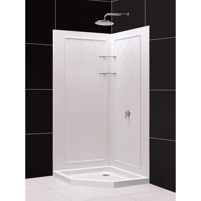 DreamLine DL-6047C-01 SlimLine Shower Base with Tile Pattern Backwall Panels Kit