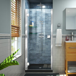 DreamLine DL-534242-88-01 The DreamLine Lumen semi-framed swing shower door and SlimLine base kit offer unique style and functional appeal, while keeping your budget in mind. The Lumen has a modern wall profile design with integrated hinges (patent