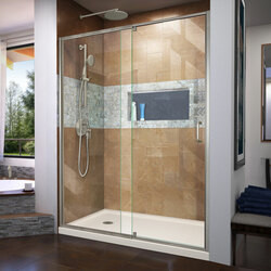 DreamLine DL-6222L-22-04 The DreamLine Flex pivot shower door and SlimLine base kit offers modern appeal at a budget friendly price point. The versatile Flex model combines cutting-edge pivot hardware, simple installation and dependable performance.