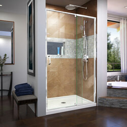 DreamLine DL-6221C-01 The DreamLine Flex pivot shower door and SlimLine base kit offers modern appeal at a budget friendly price point. The versatile Flex model combines cutting-edge pivot hardware, simple installation and dependable performance.