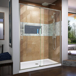 DreamLine DL-6224C-04 The DreamLine Flex pivot shower door and SlimLine base kit offers modern appeal at a budget friendly price point. The versatile Flex model combines cutting-edge pivot hardware, simple installation and dependable performance.