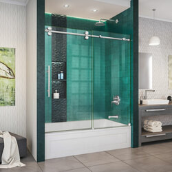 DreamLine SHDR-61606220-08 The DreamLine Enigma-XO shower door, tub door or enclosure is the combination of elegance and style brought together within a modern and fully frameless design. The striking stainless steel hardware delivers a perfect mix