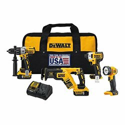 DeWALT DCK494P2 20V MAX XR Li-Ion 4 Tool Cordless Combo Kit 2 Batteries 5.0Ah Charger Contractor Bag