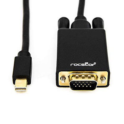 ROCSTOR Y10C163-B1 6FT MINI DISPLAYPORT TO VGA M/M HD-15 MALE CABLE GOLD PLATED
