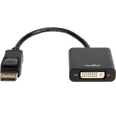 ROCSTOR Y10A230-B1 ACTIVE DP TO DVI ADAPT 4K 30GHZ 8IN DP MALE DVI FEMALE BLACK