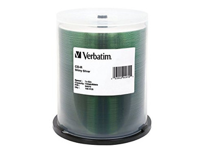 VERBATIM CORPORATION 94970 100PK CDR 52X 700MB 80MIN SHINY SILVER SPINDLE 94970