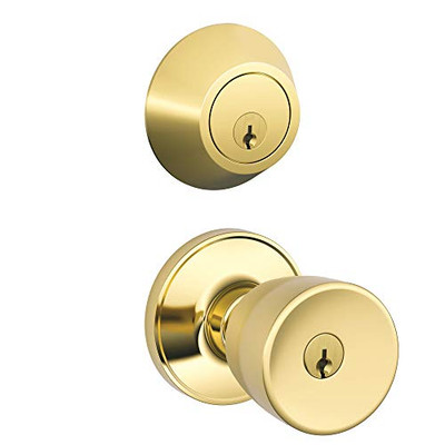 Schlage JC60-V-BYR-605 JC60 V BYR 605 Single Cylinder Keyed Entry Lock Deadbolt, Bright Brass