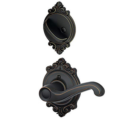 Schlage F59-FLA-716-BRK-LH F59 FLA 716 BRK Brookshire Collection Flair Left-handed Handleset Interior Lever, Aged Bronze
