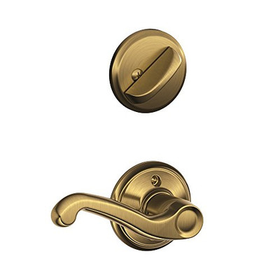 Schlage F59-FLA-609-RH F59 FLA 609 RH Flair Interior Right-Handed Lever with Deadbolt, Antique Brass (Interior Half Only)