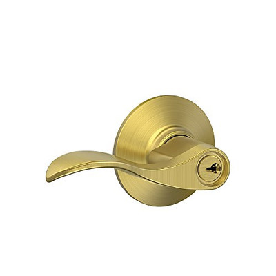 Schlage F51A-ACC-608 Accent Lever Keyed Entry Lock in Satin Brass - F51A ACC 608