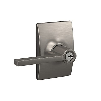 Schlage F51A-LAT-619-CEN F51A LAT 619 CEN Latitude Lever with Century Trim Keyed Entry Lock, Satin Nickel