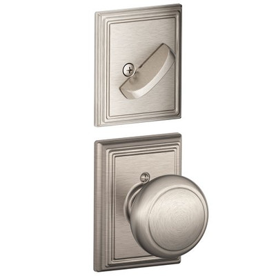 Schlage F59-AND-619-ADD F59 AND 619 ADD Addison Collection Andover Handleset Interior Knob, Satin Nickel (Interior Half Only)