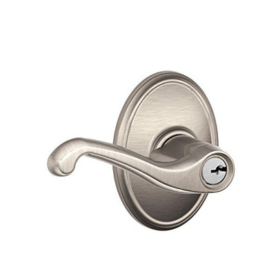 Schlage F51A-FLA-619-WKF F51A FLA 619 WKF Flair Lever with Wakefield Trim Keyed Entry Lock, Satin Nickel