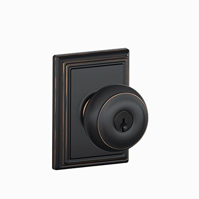 Schlage F51A-GEO-716-ADD F51A GEO 716 ADD Georgian Knob with Addison Trim Keyed Entry Lock, Aged Bronze
