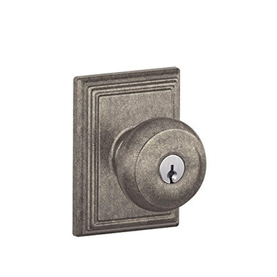 Schlage F51A-GEO-621-ADD F51A GEO 621 ADD Georgian Knob with Addison Trim Keyed Entry Lock, Distressed Nickel