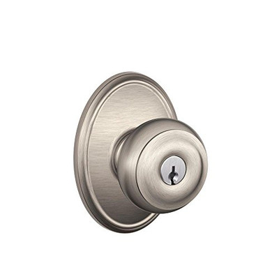 Schlage F51A-GEO-619-WKF F51A GEO 619 WKF Georgian Knob with Wakefield Trim Keyed Entry Lock, Satin Nickel