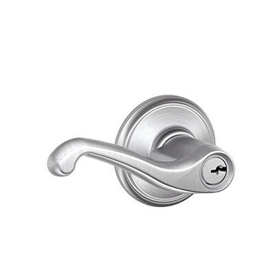 Schlage F51A-FLA-626 F51A FLA 626 Flair Lever Keyed Entry Lock, Satin Chrome
