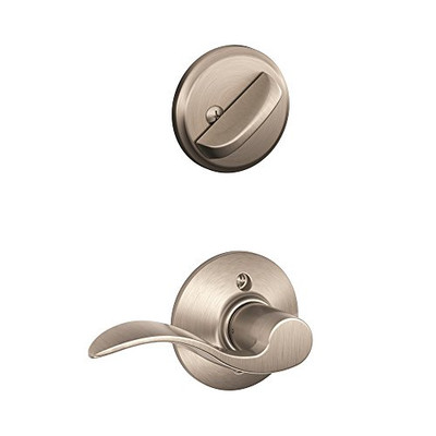 Schlage F59-ACC-619-RH F59 ACC 619 RH Accent Interior Right-Handed Lever with Deadbolt, Satin Nickel (Interior Half Only)