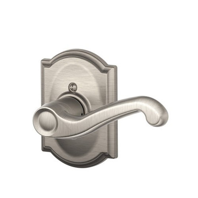 Schlage F170-FLA-619-CAM-RH F170 FLA 619 CAM RH Camelot Collection Right Hand Flair Decorative Trim Lever, Satin Nickel
