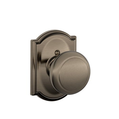 Schlage F170-AND-620-ADD Andover Knob with Addison Trim Non-Turning Lock, Antique Pewter (F170 AND 620 ADD)