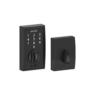 Schlage BE375-CEN-619 BE375 Century Keyless Touch Deadbolt C Keyway with 12287 Latch 10116 Strike Matte Black Finish