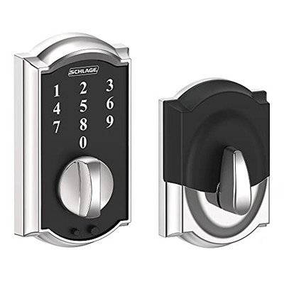Schlage BE375-CAM-625 BE375 CAM 625 Touch Keyless Touchscreen Electronic Deadbolt Lock, Bright Chrome