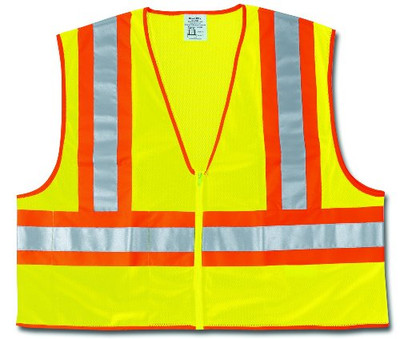 MCR SAFETY 611-WCCL2LX3 FLUORESCENT LINE SAFETYVEST W/ ORNG/SIL STRIPES