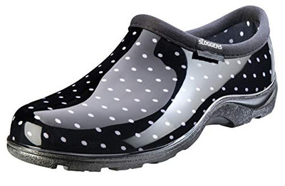 Sloggers 613670 Rain and Garden Shoe with All Day Comfort Insole, Wo's Size 8, Black/White Polka Dot Print
