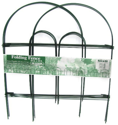 Glamos 611072 Folding Metal Wire Garden Fence, 18-Inch by 10-Foot, Pack of 12 , Green