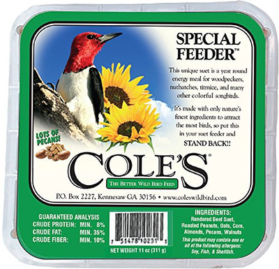 Coles 610067 Cole's Special Feeder Suet Cake, 11-Ounce, 12 Pack